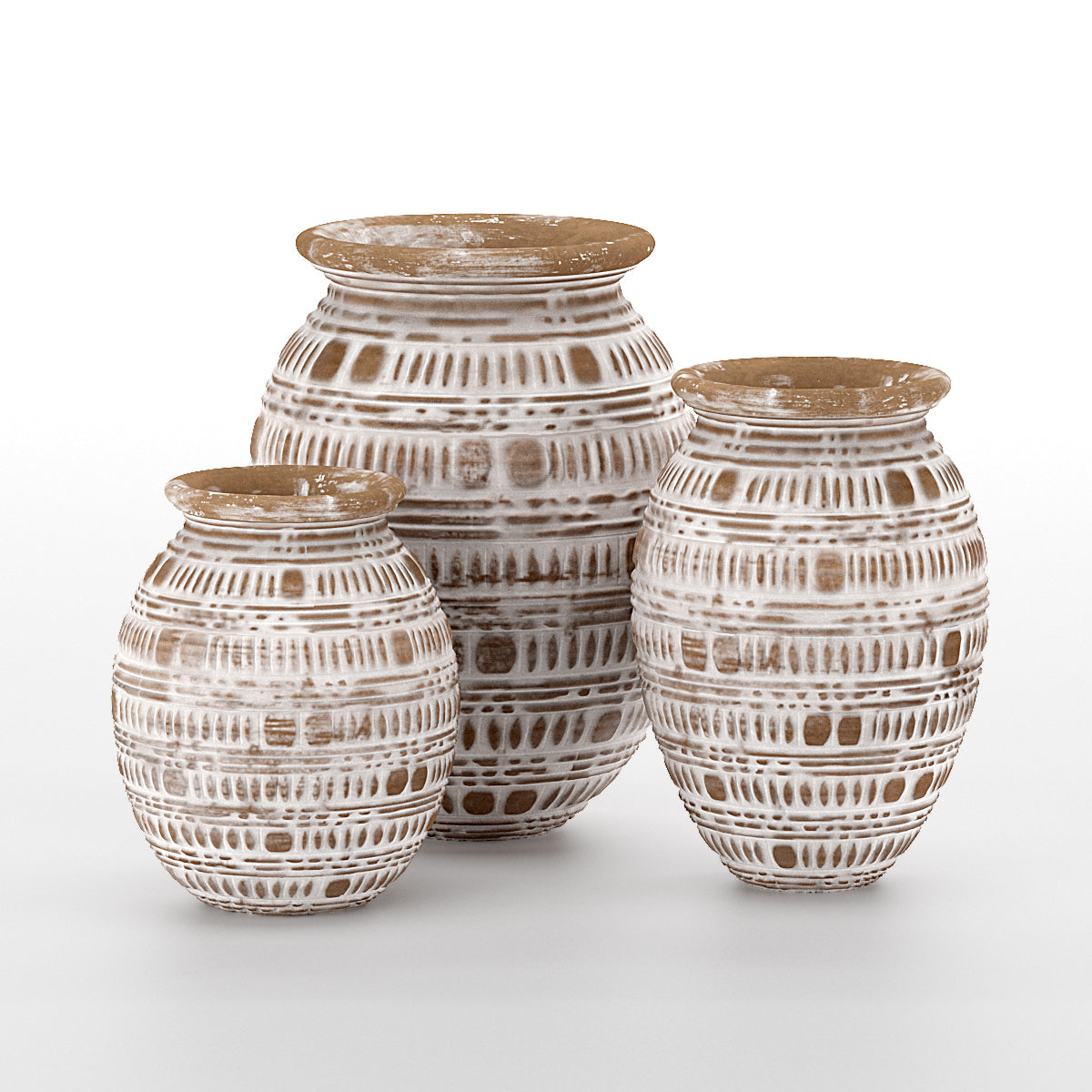 Ethnic Wooden Decor Vaas – Boho Medium / Mojo Boutique