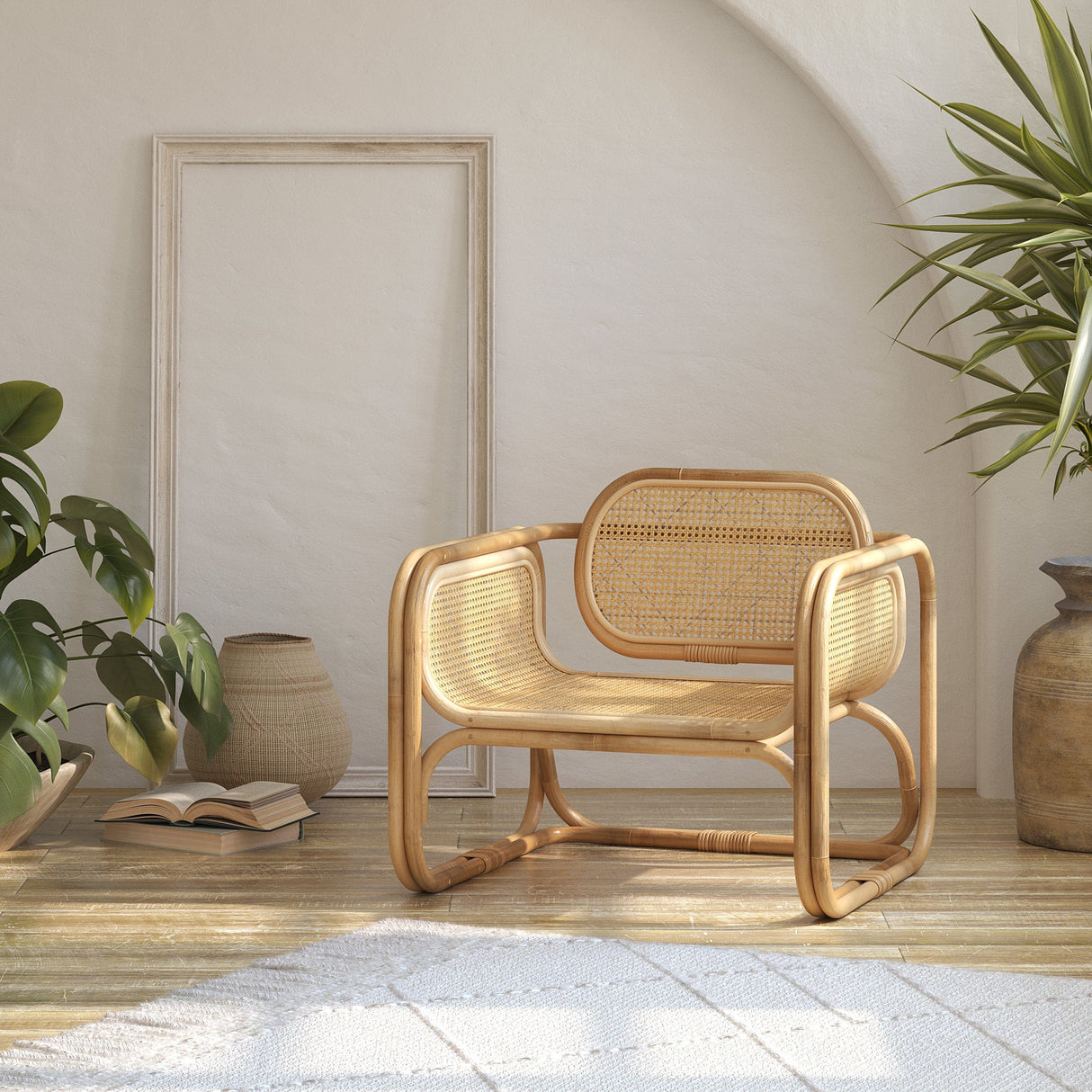 Rattan Lounge Chair – Handgemaakt Boho Design / Mojo Boutique