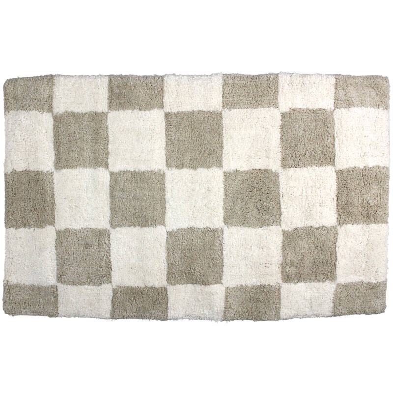 Badmat Blokken Katoen Taupe (50x80cm) - KERSTEN