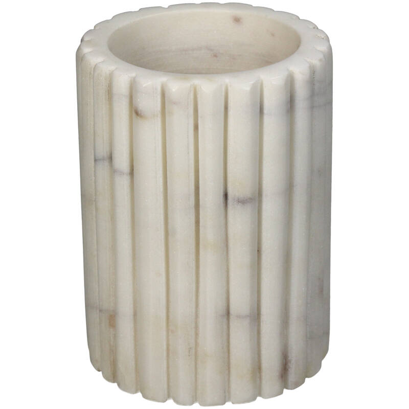 Tumbler Marmer Ribbel Wit/Glans Wit/Glans Zwart (8x8x10cm) - KERSTEN
