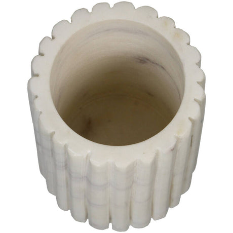 Tumbler Marmer Ribbel Wit/Glans Wit/Glans Zwart (8x8x10cm) - KERSTEN