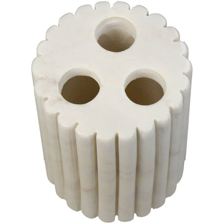 Tumbler & Tandenborstelhouder Marmer Ribbel Wit/Glans Wit (8x8x10 cm) - KERSTEN