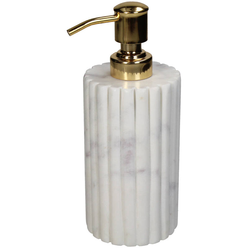 Zeepdispenser Marmer - Ribbel Wit/Glans Wit/ Glans Grijs (8x8x19 cm) - KERSTEN