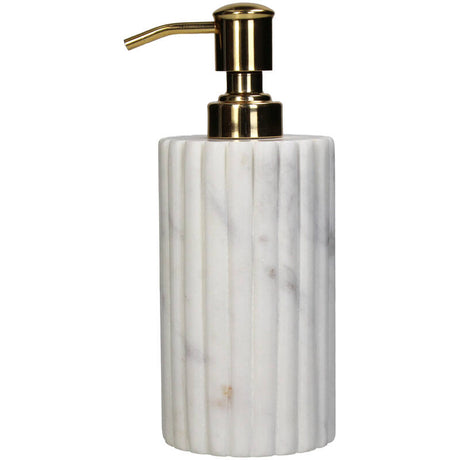 Zeepdispenser Marmer - Ribbel Wit/Glans Wit/ Glans Grijs (8x8x19 cm) - KERSTEN