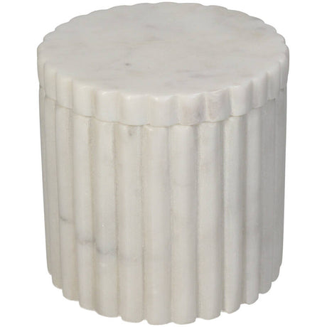 Pot Marmer - Ribbel Wit/Glans Wit (10x10x10 cm) - KERSTEN