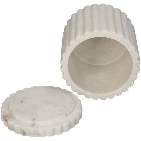 Pot Marmer - Ribbel Wit/Glans Wit (10x10x10 cm) - KERSTEN
