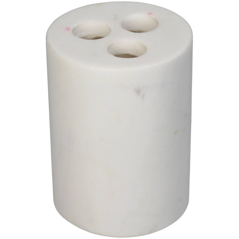 Tumbler & Tandenborstelhouder Marmer Ribbel Wit/Glans Wit (8x8x10 cm) - KERSTEN