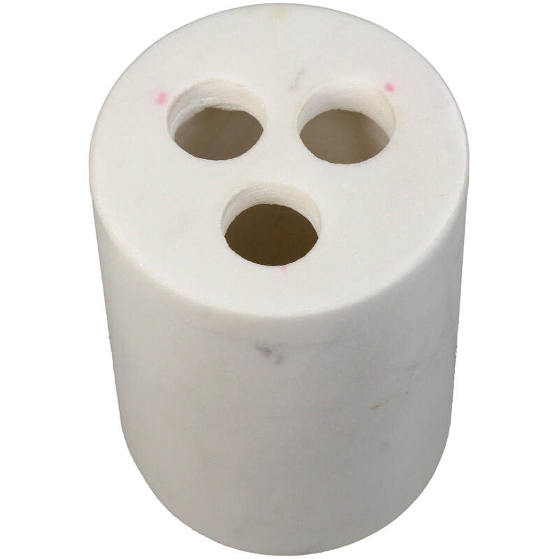 Tumbler & Tandenborstelhouder Marmer Ribbel Wit/Glans Wit (8x8x10 cm) - KERSTEN