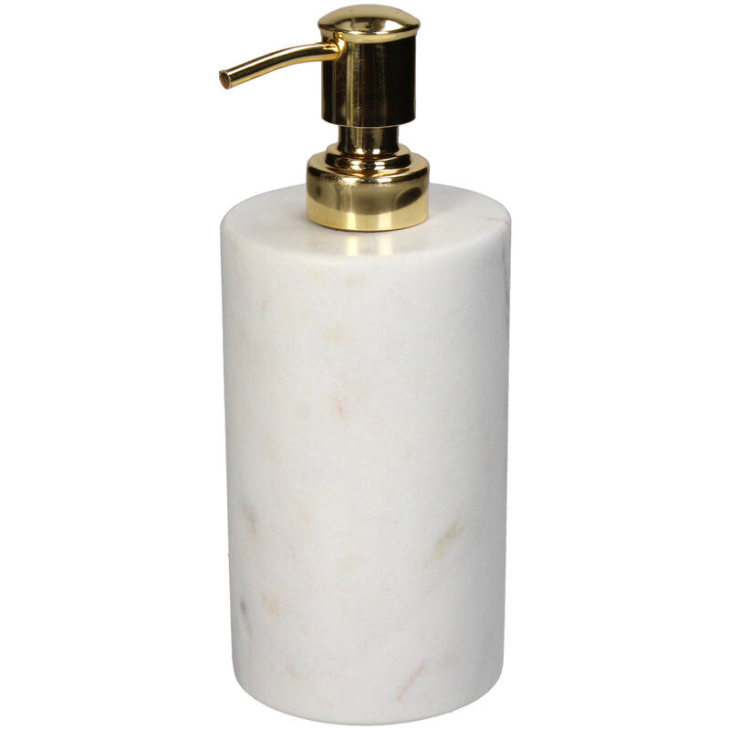 Zeepdispenser Marmer - Ribbel Wit/Glans Wit/ Glans Grijs (8x8x19 cm) - KERSTEN