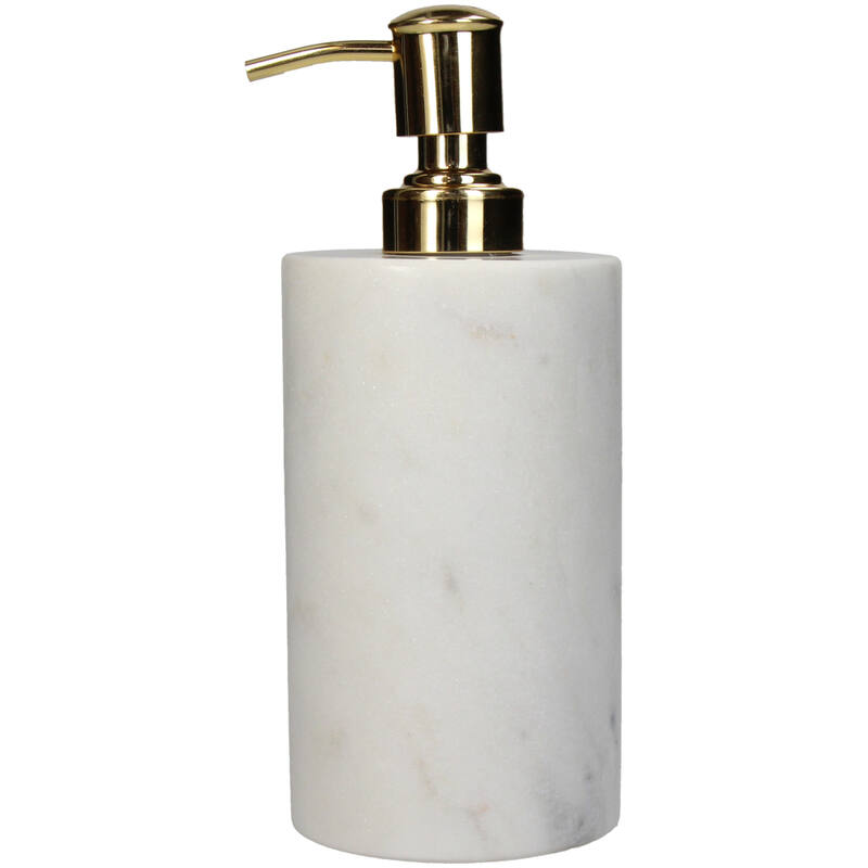 Zeepdispenser Marmer - Ribbel Wit/Glans Wit/ Glans Grijs (8x8x19 cm) - KERSTEN