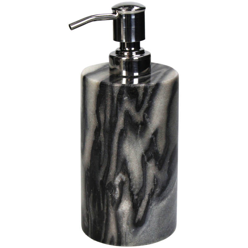 Zeepdispenser Marmer - Ribbel Wit/Glans Wit/ Glans Grijs (8x8x19 cm) - KERSTEN