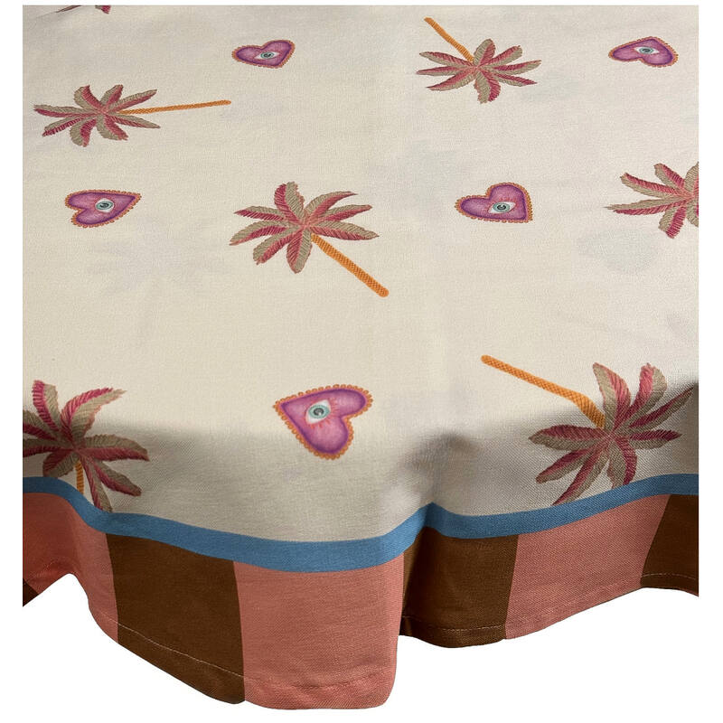 Tafelkleed Palmboom Katoen Multi (Ø175cm) Casa Corazon Collection - KERSTEN