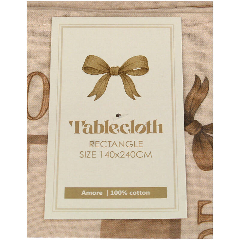 Tafelkleed Amore Katoen Beige (140x240cm) Tavola Amore Collection - KERSTEN