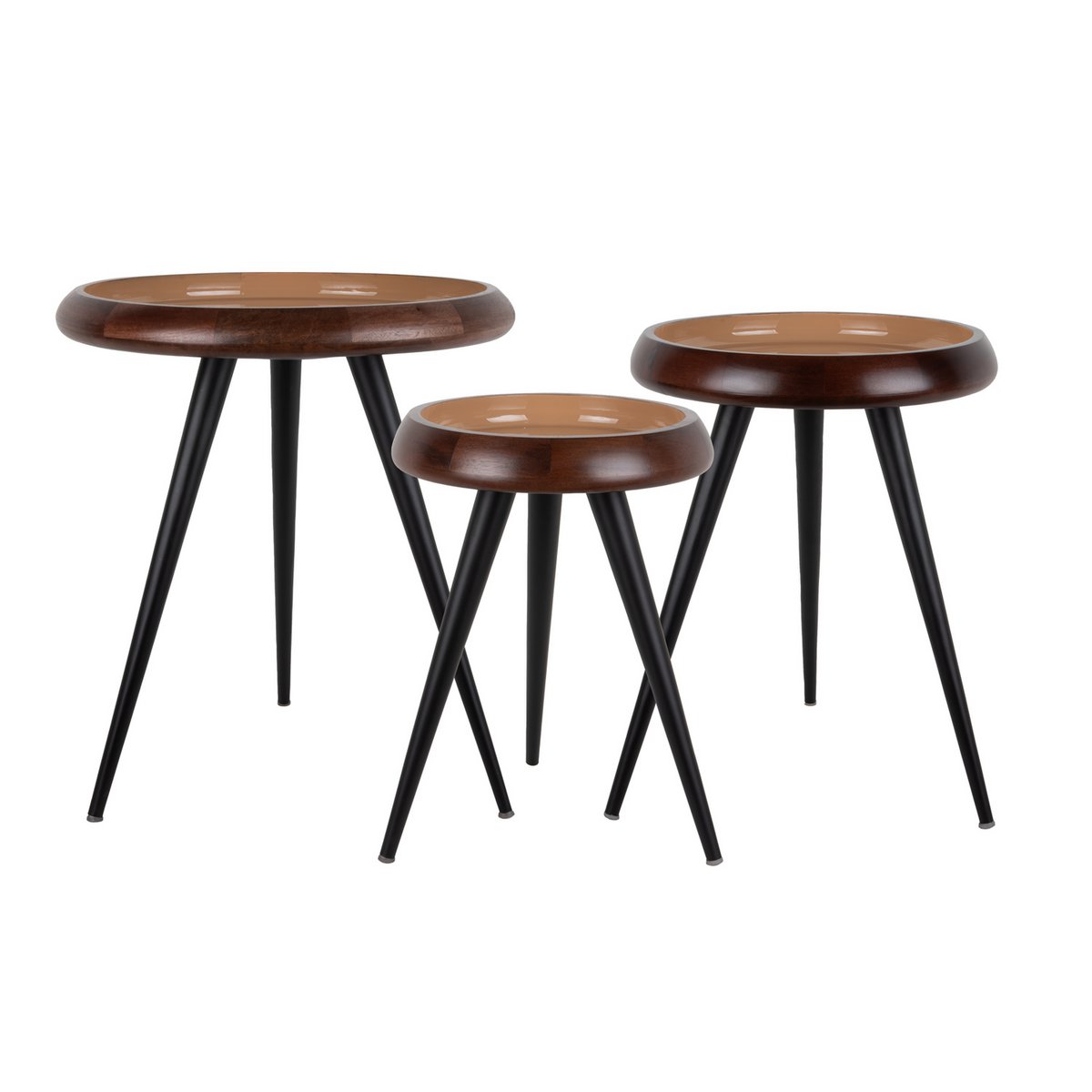 Bijzettafel Tripod Bruin (Set van 3) / Leitmotiv