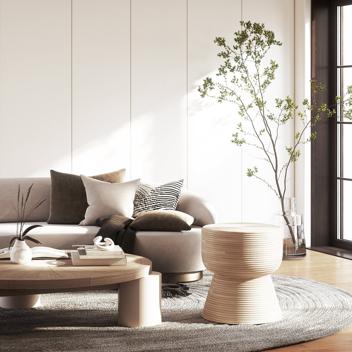 Rattan Bijzettafel – Nachtkastje – Krukje / Mojo Boutique