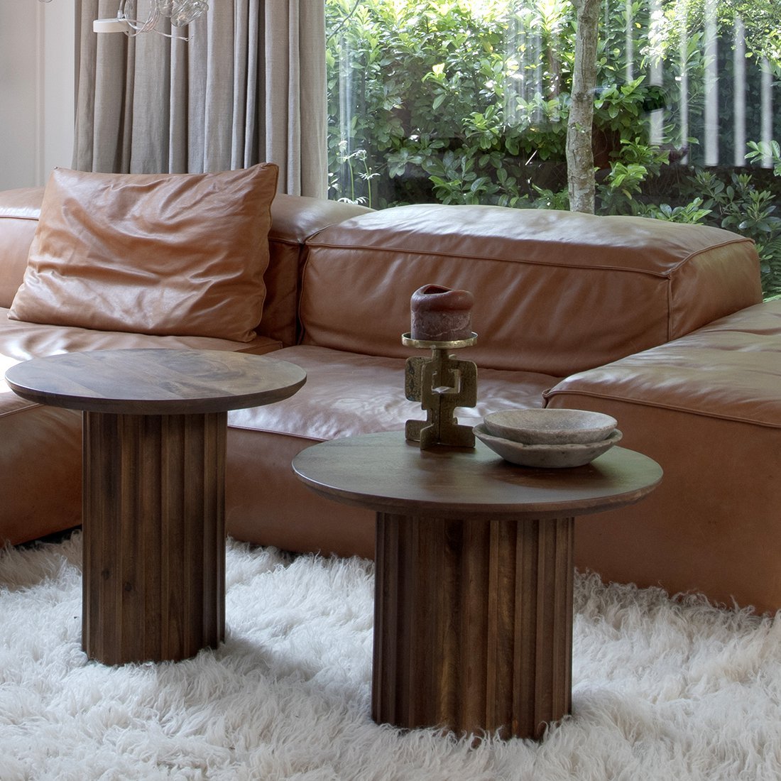 Bullnose Bijzettafel Bruin - 50 cm / Raw Materials