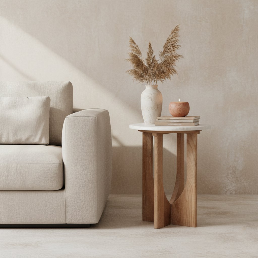 Bijzettafel Kuching Marmer Wit / Raw Materials