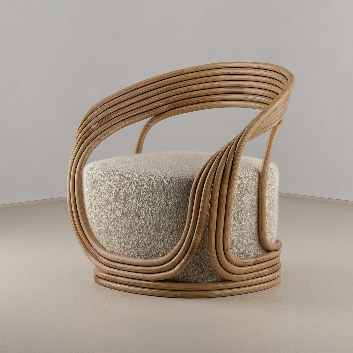 Rotan Fauteuil – Bohemian Bouclé / Mojo Boutique