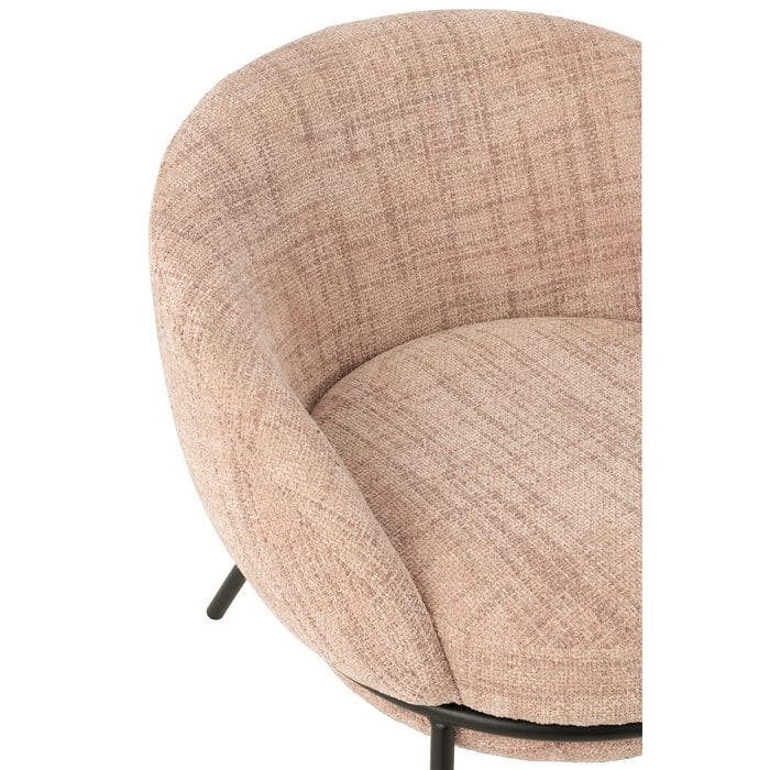 Loungestoel + Poef – Lichtroze & Zwart / J-Line