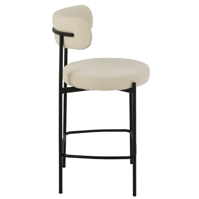 Barstoel Bouclé Wit/Zwart (Set van 2) / J-LINE