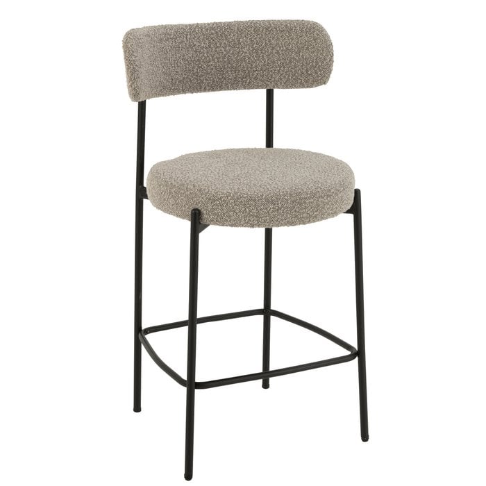 Barstoel Bouclé Grijs/ Zwart (Set van 2) / J-LINE