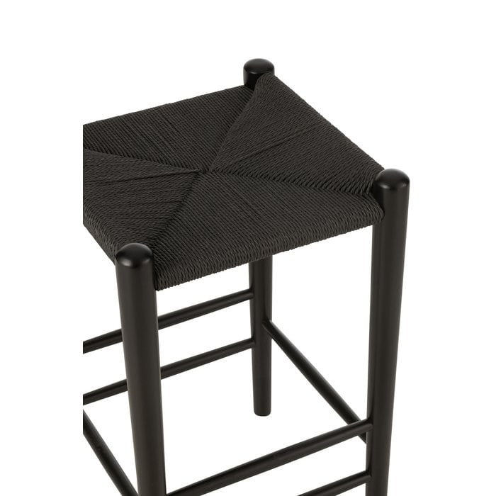 Barstoel Orientaal Essenhout & Touw Zwart ( Set van 2 ) / J-Line