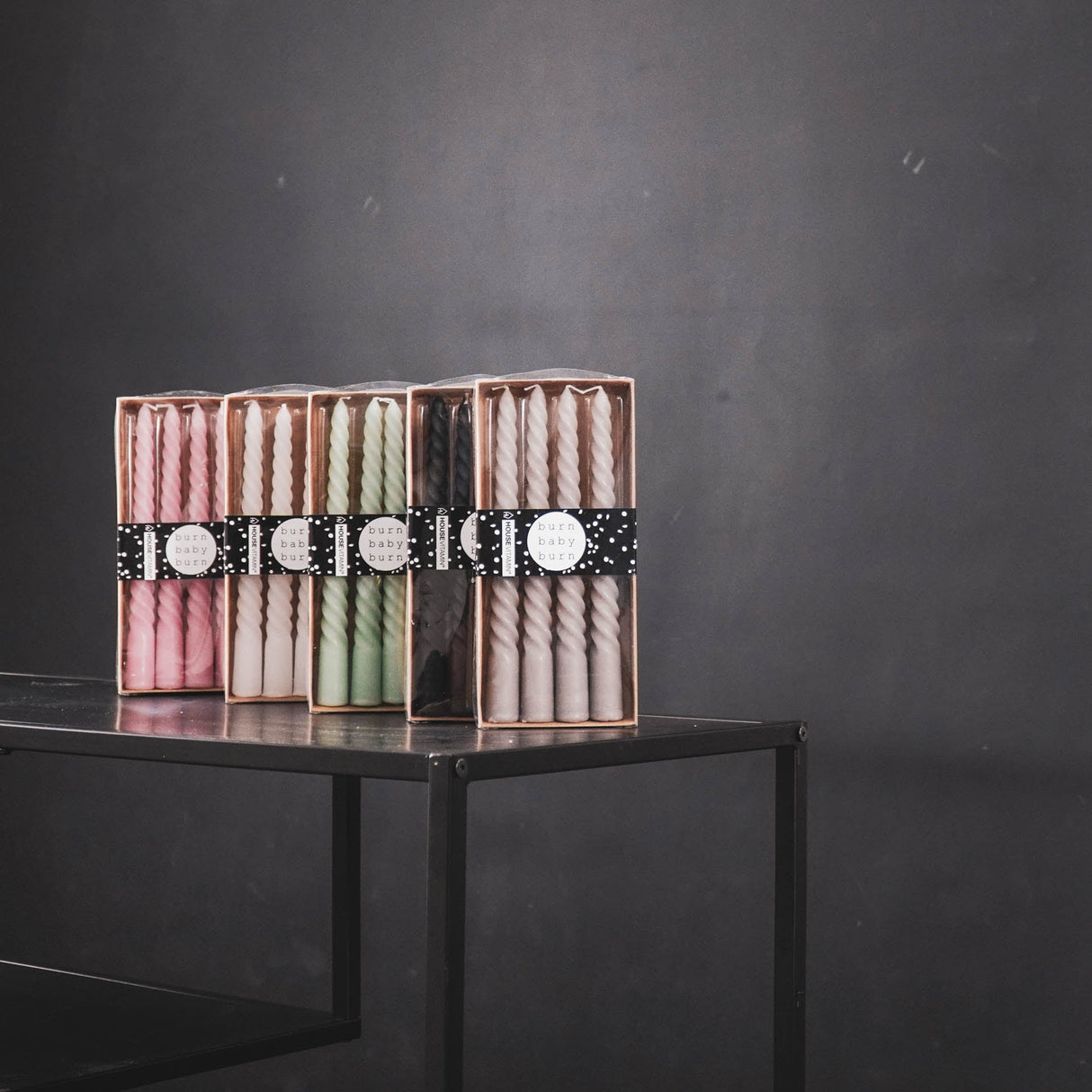 Gedraaide Kaarsen Grijs (Set van 4) / Housevitamin