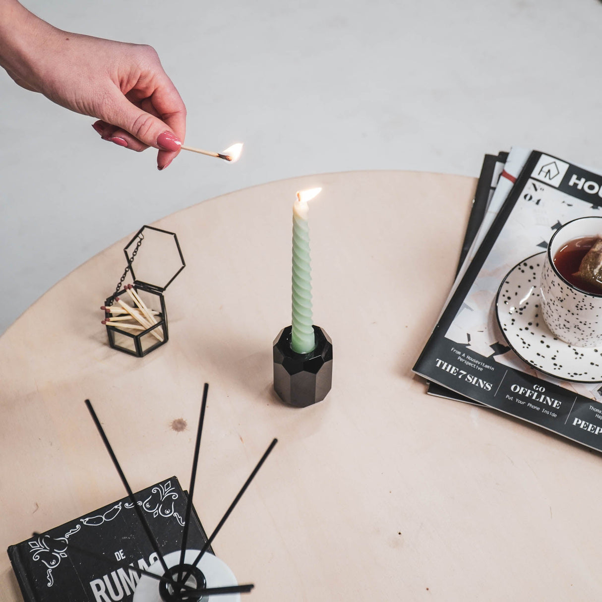 Gedraaide Kaarsen Groen (Set van 4) / Housevitamin