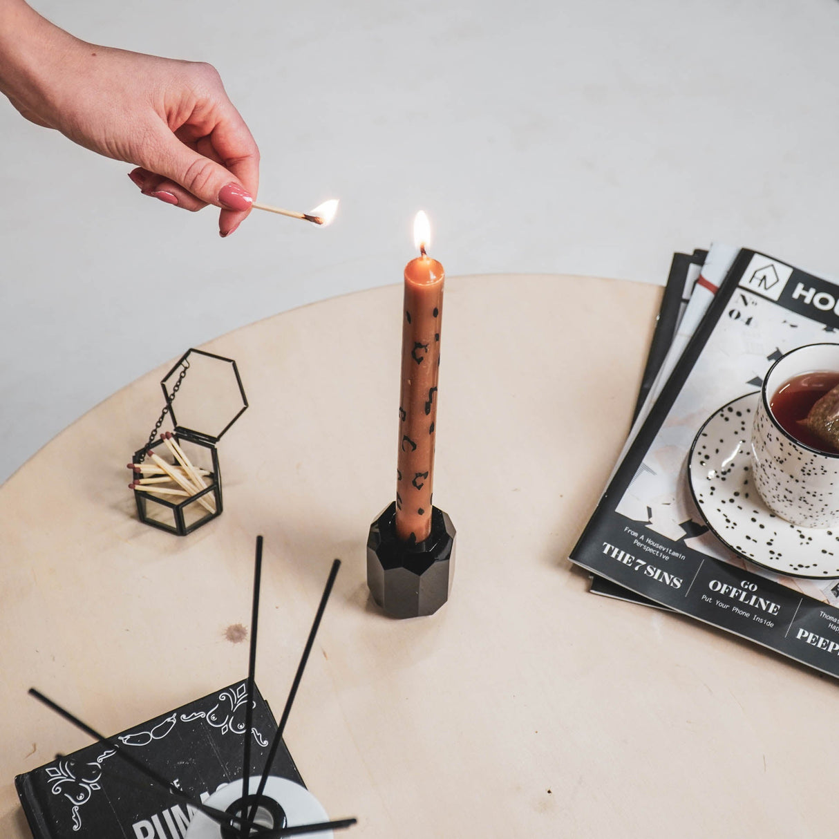 Panter Kaarsen Bruin (Set van 3) / Housevitamin