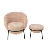 Loungestoel + Poef – Lichtroze & Zwart / J-Line