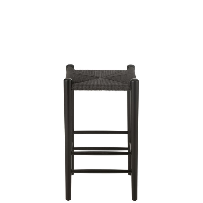 Barstoel Orientaal Essenhout & Touw Zwart ( Set van 2 ) / J-Line