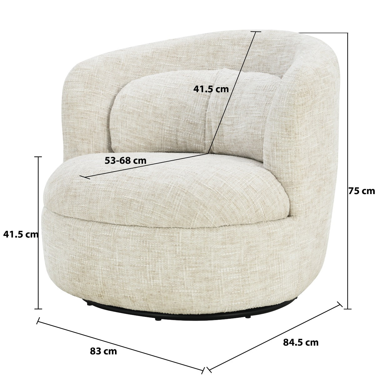 Britt Draaifauteuil – Cream / Livingfurn
