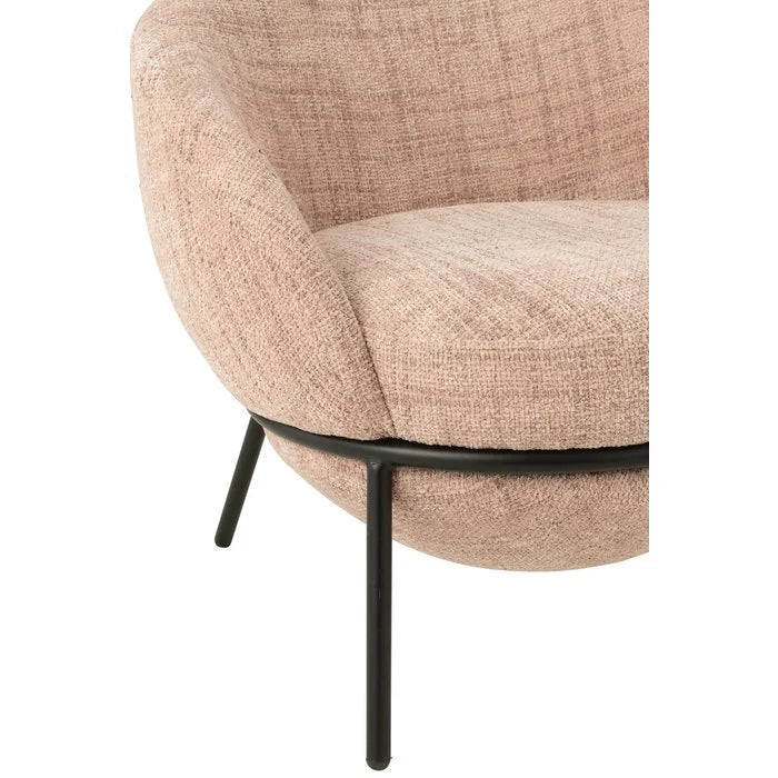 Loungestoel + Poef – Lichtroze & Zwart / J-Line