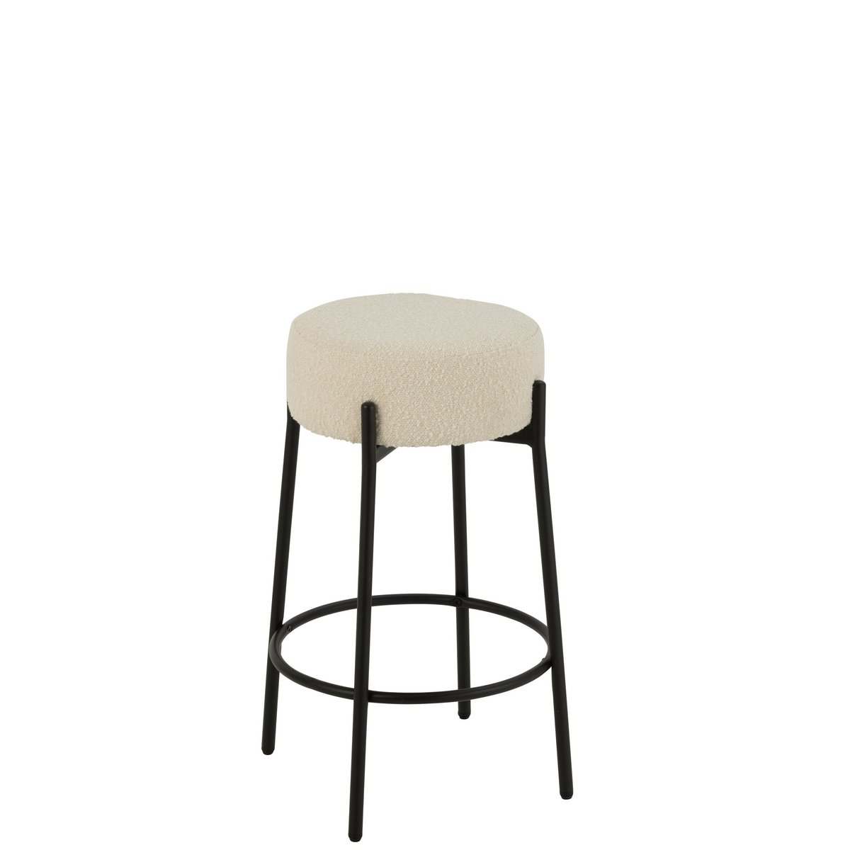 Barkruk Bouclé Wit/Zwart (Set van 2) / J-Line