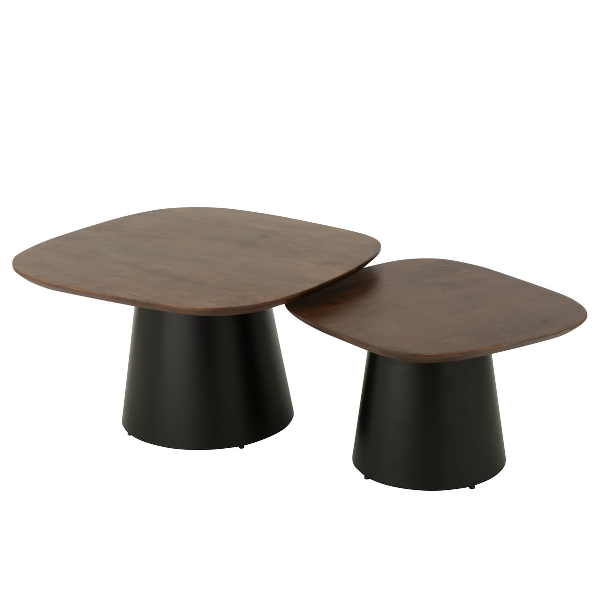 Bijzettafel Vierkant Donkerbruin/Zwart (Set van 2) / J-Line