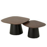 Bijzettafel Vierkant Donkerbruin/Zwart (Set van 2) / J-Line