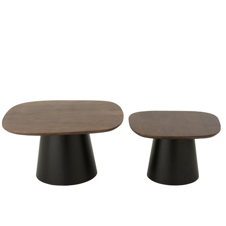 Bijzettafel Vierkant Donkerbruin/Zwart (Set van 2) / J-Line