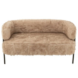 2-Zits Bank Fur met Metalen Benen – Hout Taupe / J-Line
