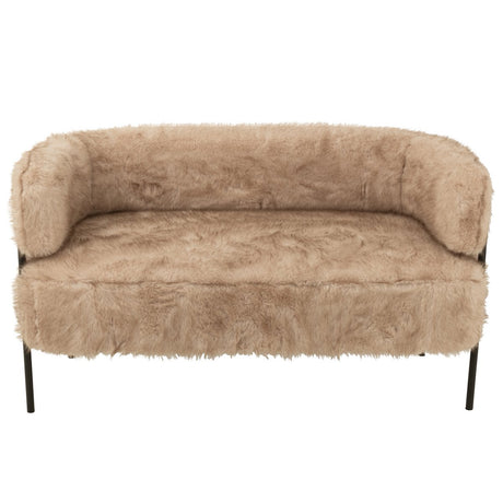 2-Zits Bank Fur met Metalen Benen – Hout Taupe / J-Line