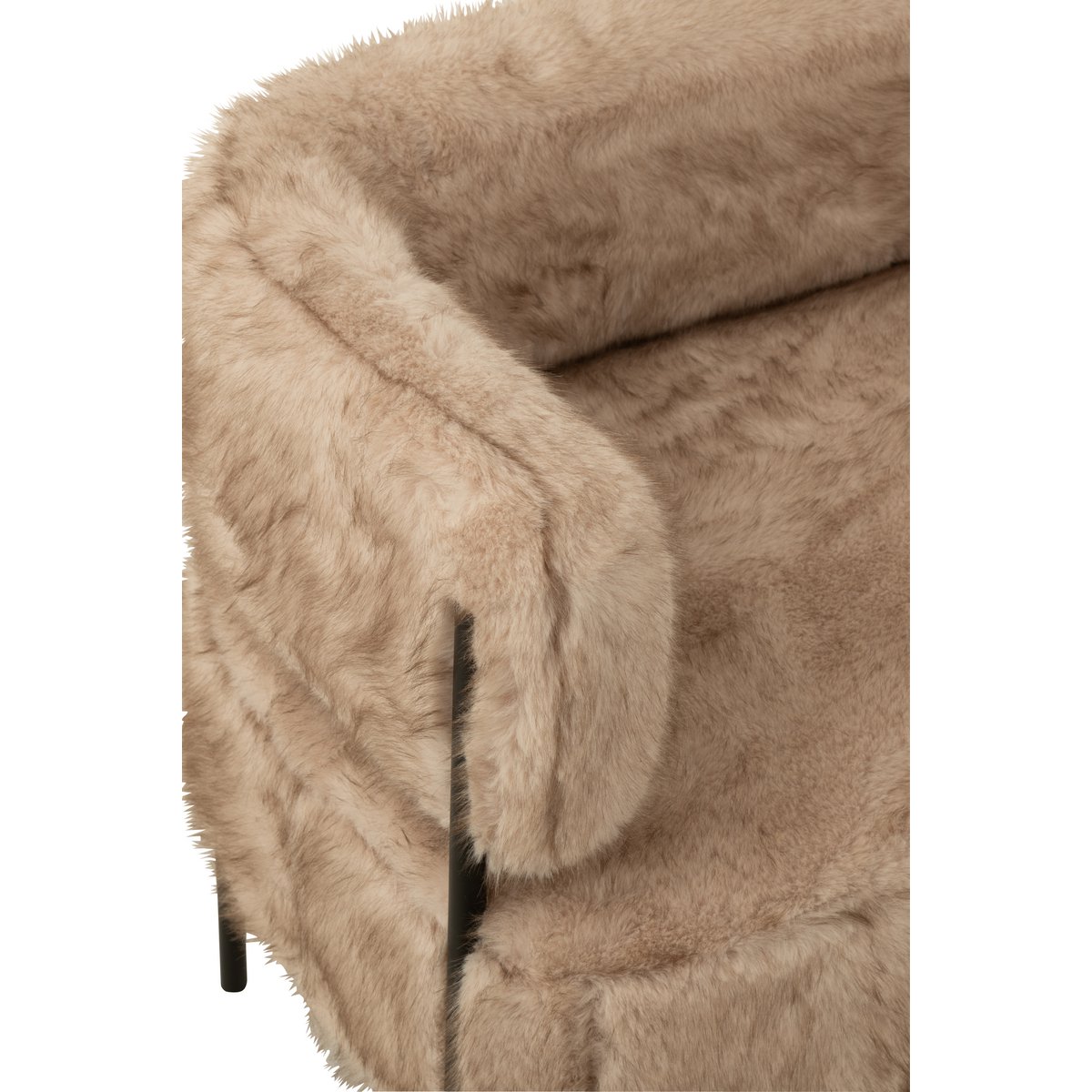 2-Zits Bank Fur met Metalen Benen – Hout Taupe / J-Line