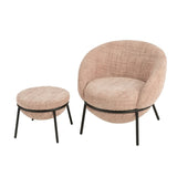 Loungestoel + Poef – Lichtroze & Zwart / J-Line