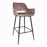 Fallon Velvet Bruin - Barstoel met Zwarte Poten (Set van 2) - PTMD