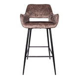 Fallon Velvet Bruin - Barstoel met Zwarte Poten (Set van 2) - PTMD