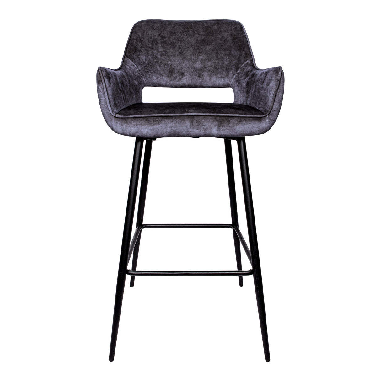 Fallon Velvet Barstoel Antraciet met Zwarte Poten (Set van 2) - PTMD