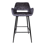 Fallon Velvet Barstoel Antraciet met Zwarte Poten (Set van 2) - PTMD