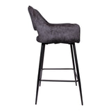 Fallon Velvet Barstoel Antraciet met Zwarte Poten (Set van 2) - PTMD