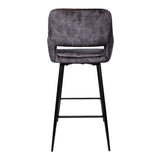 Fallon Velvet Barstoel Antraciet met Zwarte Poten (Set van 2) - PTMD
