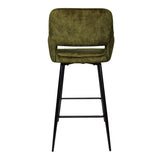 Fallon Velvet Groen - Barstoel met Zwarte Poten (Set van 2) - PTMD