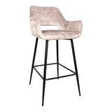 Fallon Velvet Barstoel Khaki met Zwarte Poten (Set van 2) - PTMD