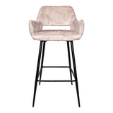 Fallon Velvet Barstoel Khaki met Zwarte Poten (Set van 2) - PTMD